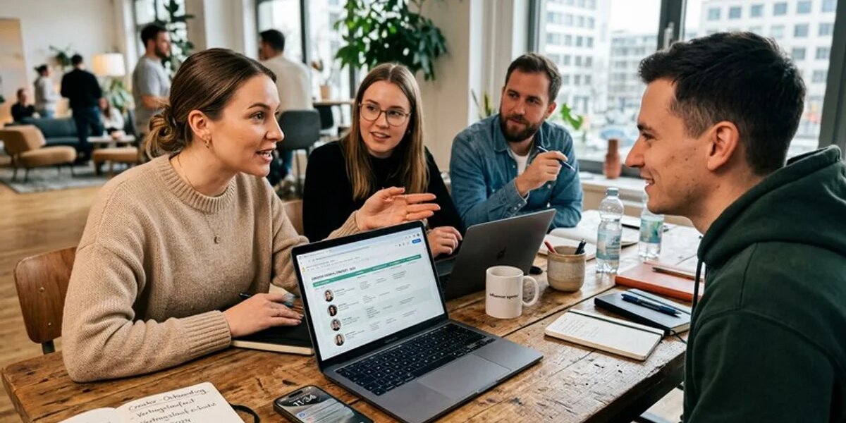 Influencer-Agentur-Team bespricht langfristige Creator-Kooperation