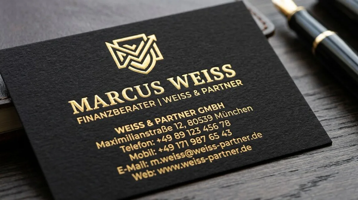 Visitenkarte eines Finanzberaters in hochwertiger Gestaltung