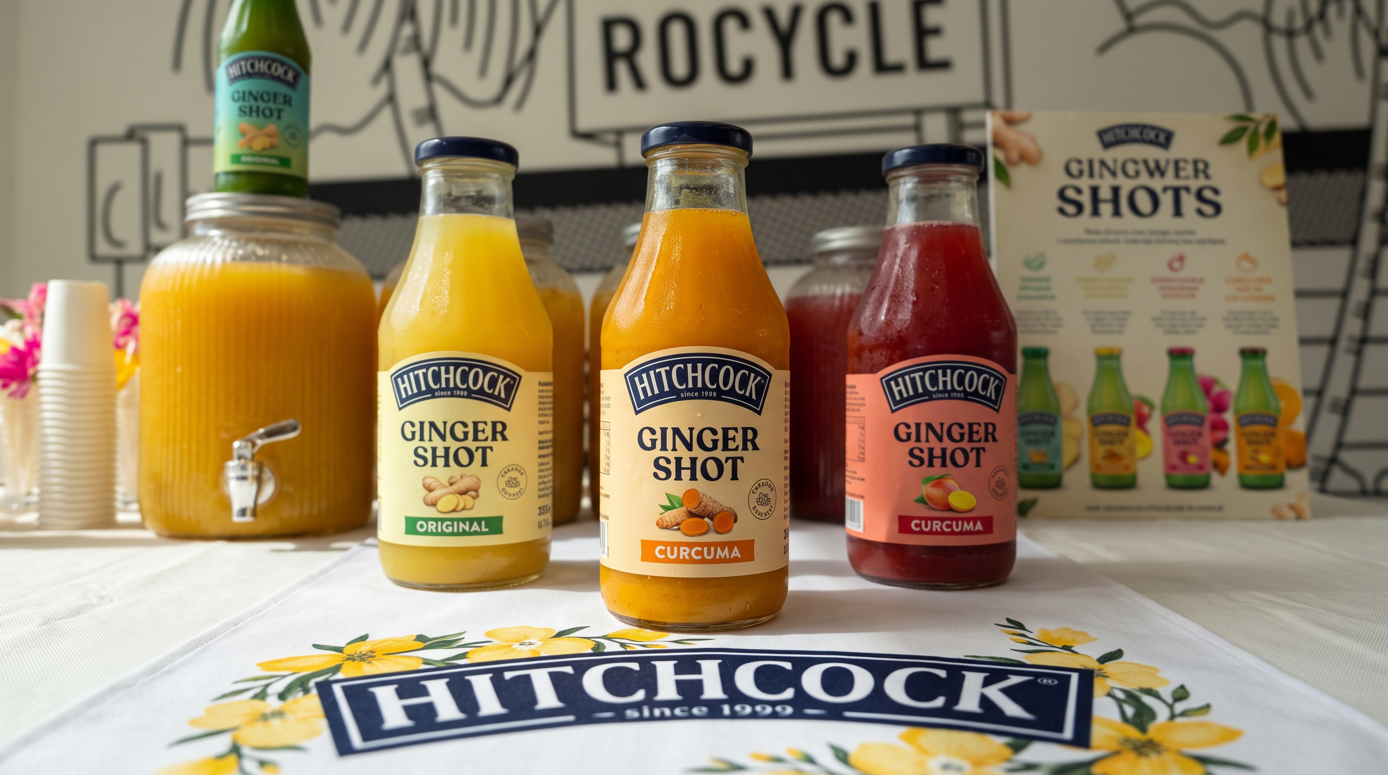 Ingwer-Shots am Hitchcock-Stand beim Community Event bei Rocycle