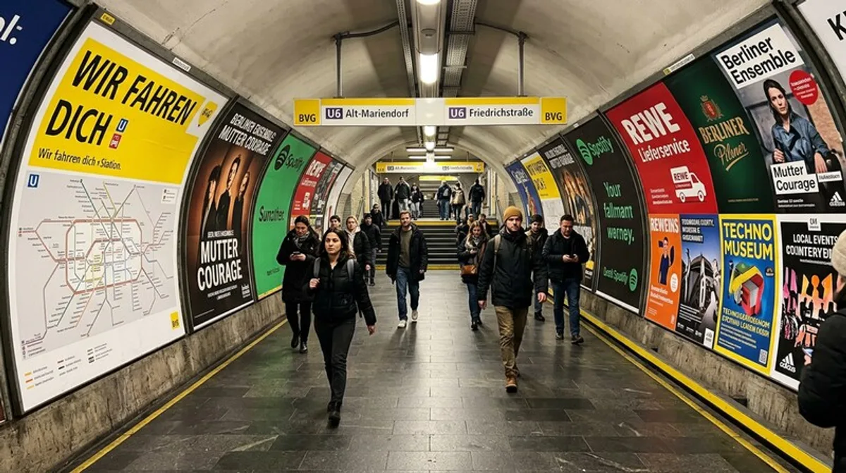 U Bahn Station Plakatflaechen Vollformat Passanten Tunnel Berlin