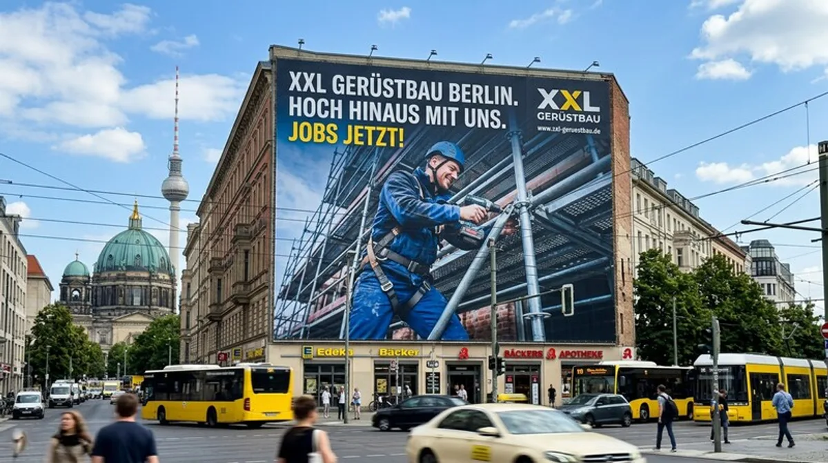 Xxl Fassadenplakat Hauswand Grossformat Motiv Monteur Geruest Stadtmitte Berlin